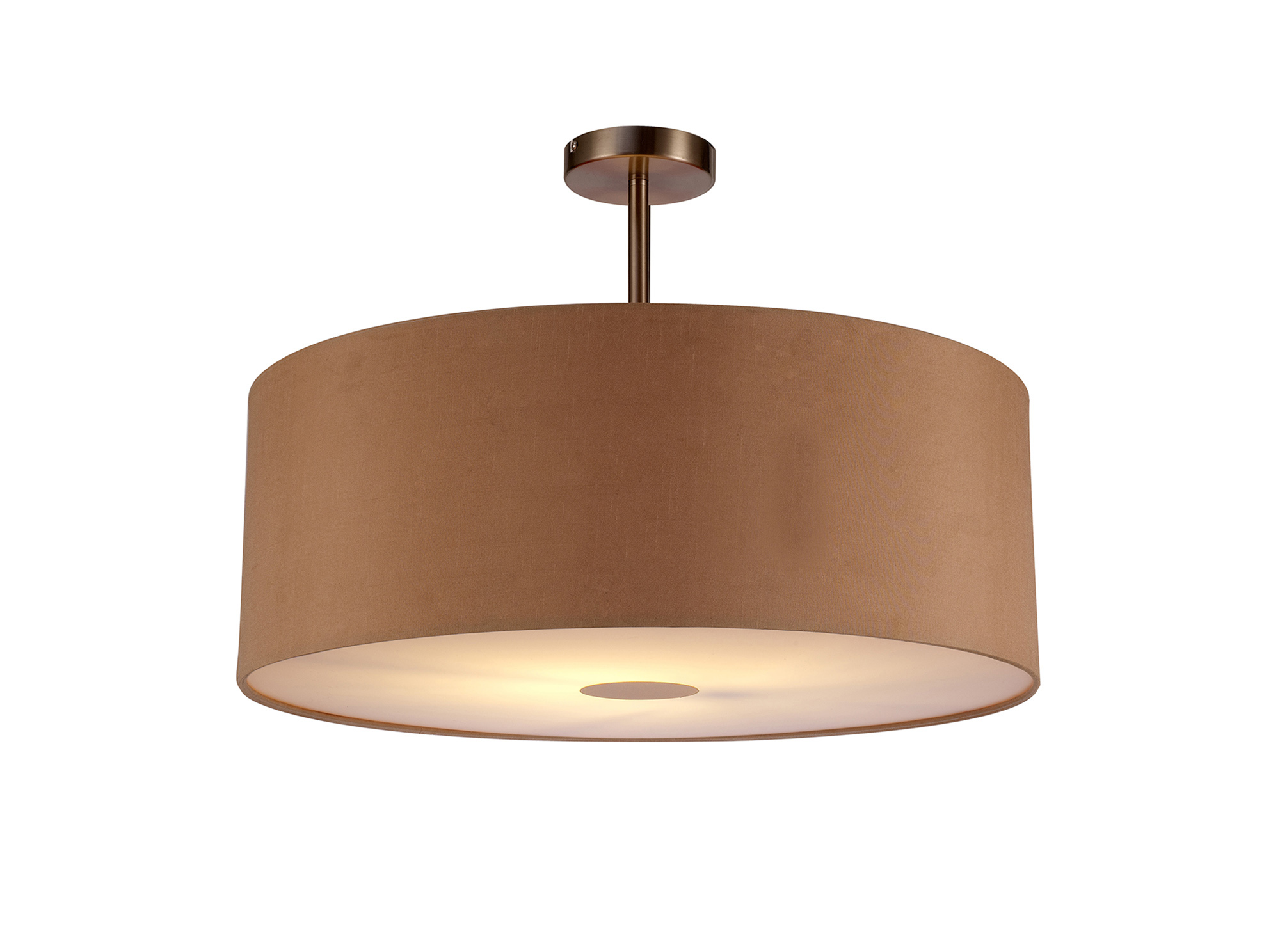 DK0276  Baymont 60cm Semi Flush 1 Light Satin Nickel, Antique Gold/Ruby, Frosted Diffuser